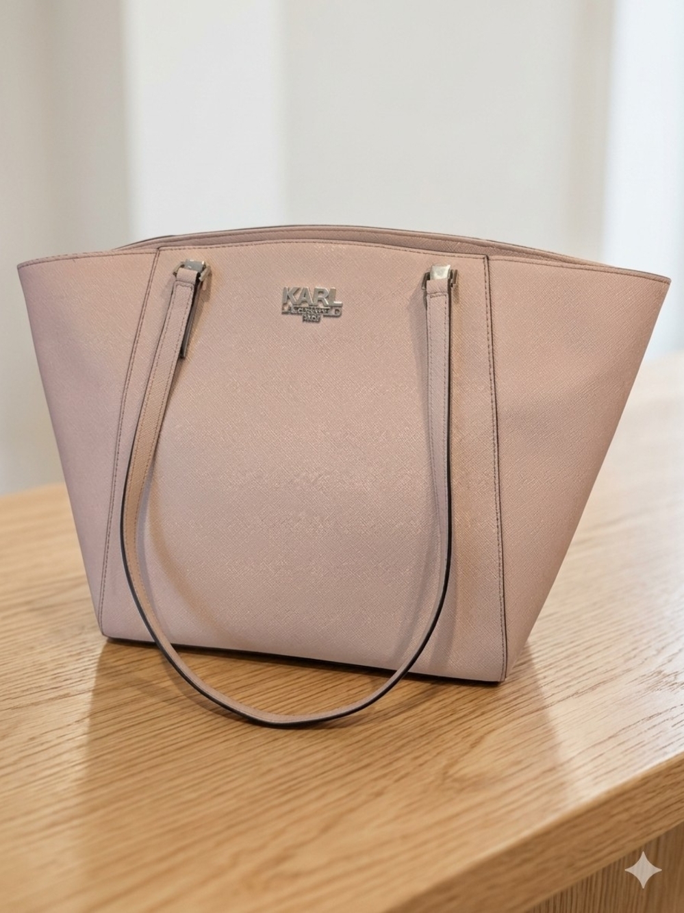Karl Lagerfeld Blush Pink Saffiano Tote Bag
